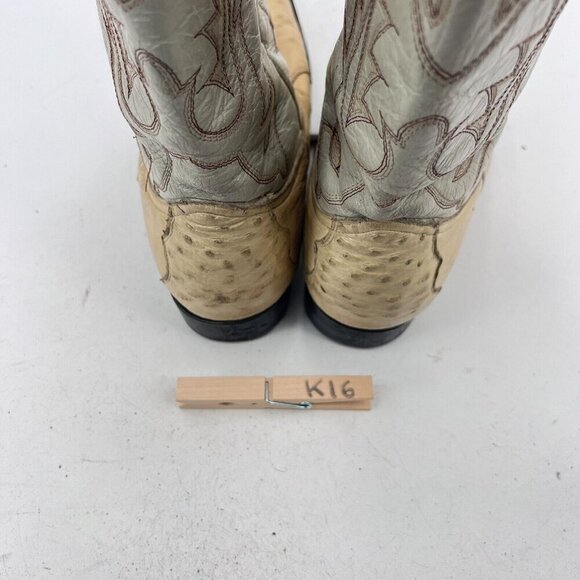 Yoncer Men Size 8 Cream White Leather Pointed Toe Pull On Western Cowboy Boot - Picture 11 of 14